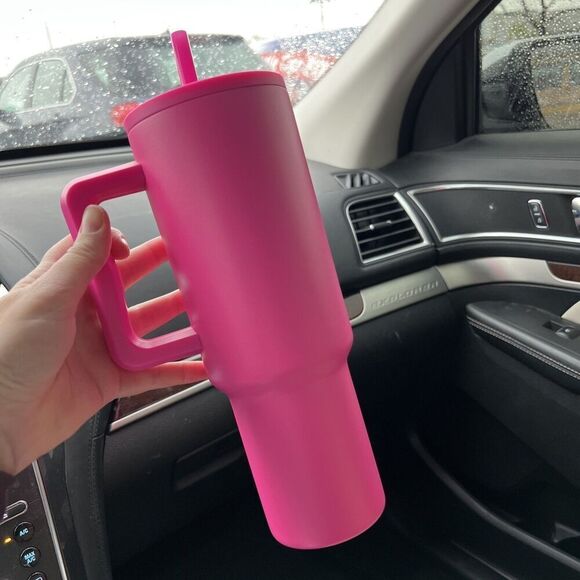 BRAUMS Simple Modern Tumbler 40 oz Pink w/ Handle Straw Lid Braum’s NEW 2025 - Picture 3 of 5